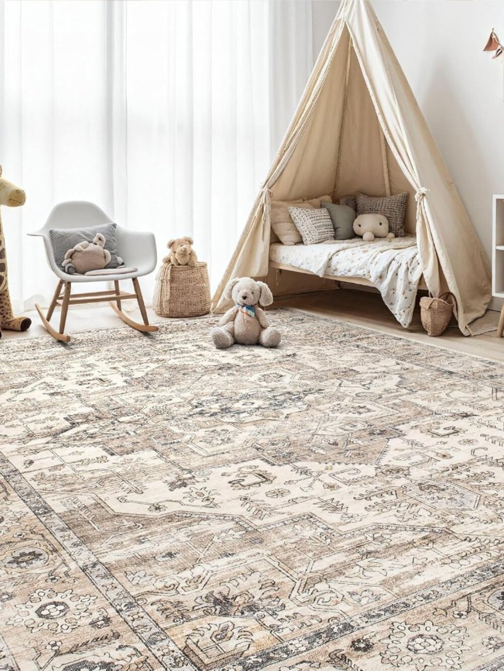 Area Rug 8x10 Washable Vintage - Soft Traditional Rugs for Living Room Large Non - Picture 8 of 8